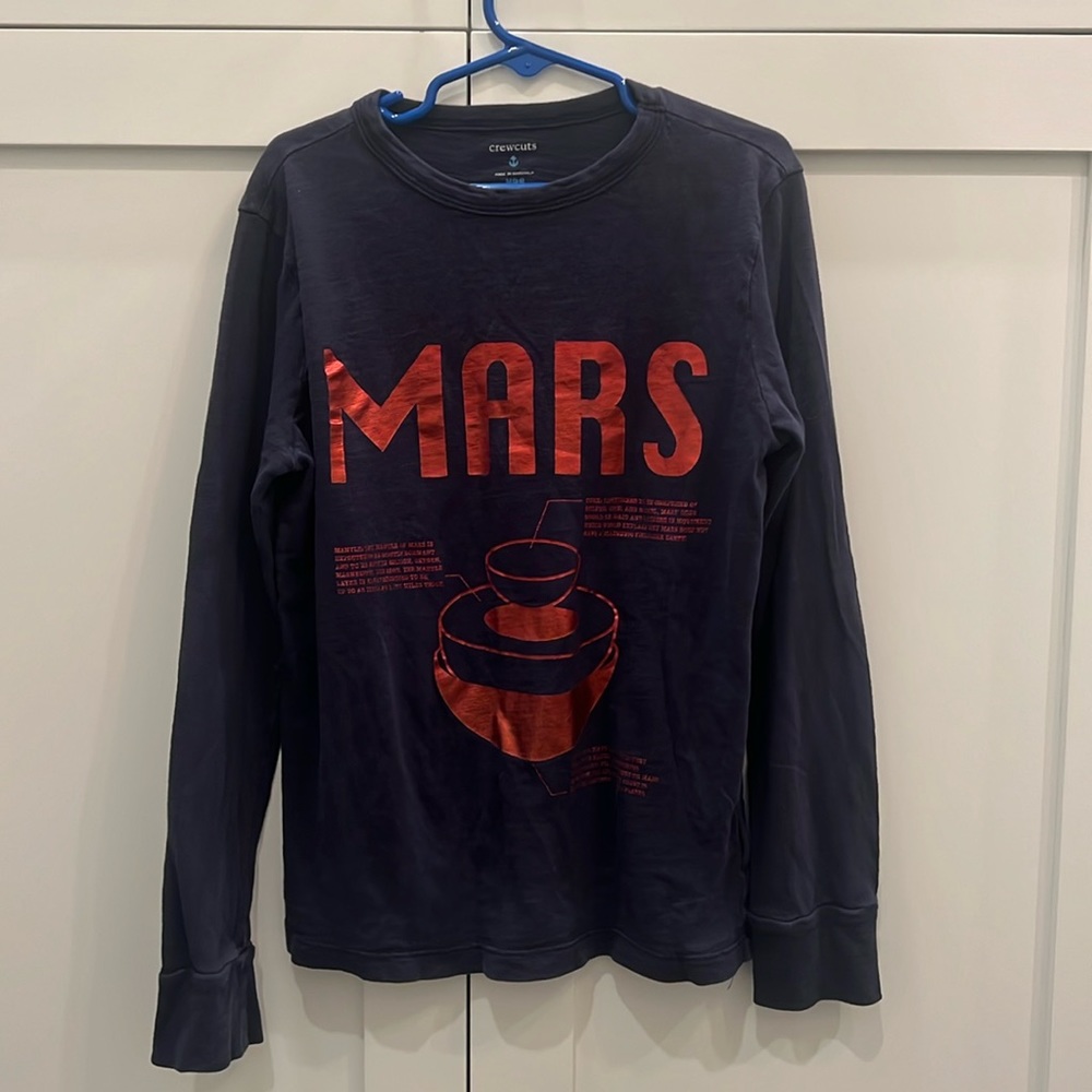 Crewcuts Kids Size Medium (8-10) Long Sleeve Tee in Navy Mars